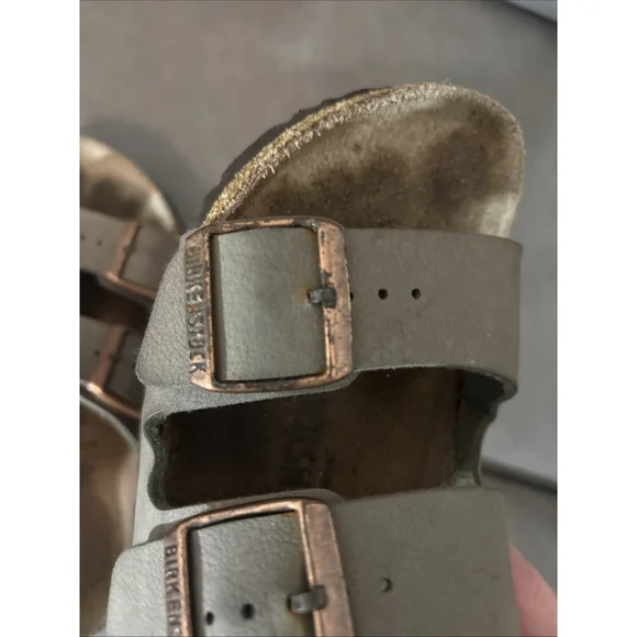 GUC WOMEN’S BIRKENSTOCK ARIZONA SANDALS SIZE 38 EU GRAY/GREEN - Picture 10 of 10
